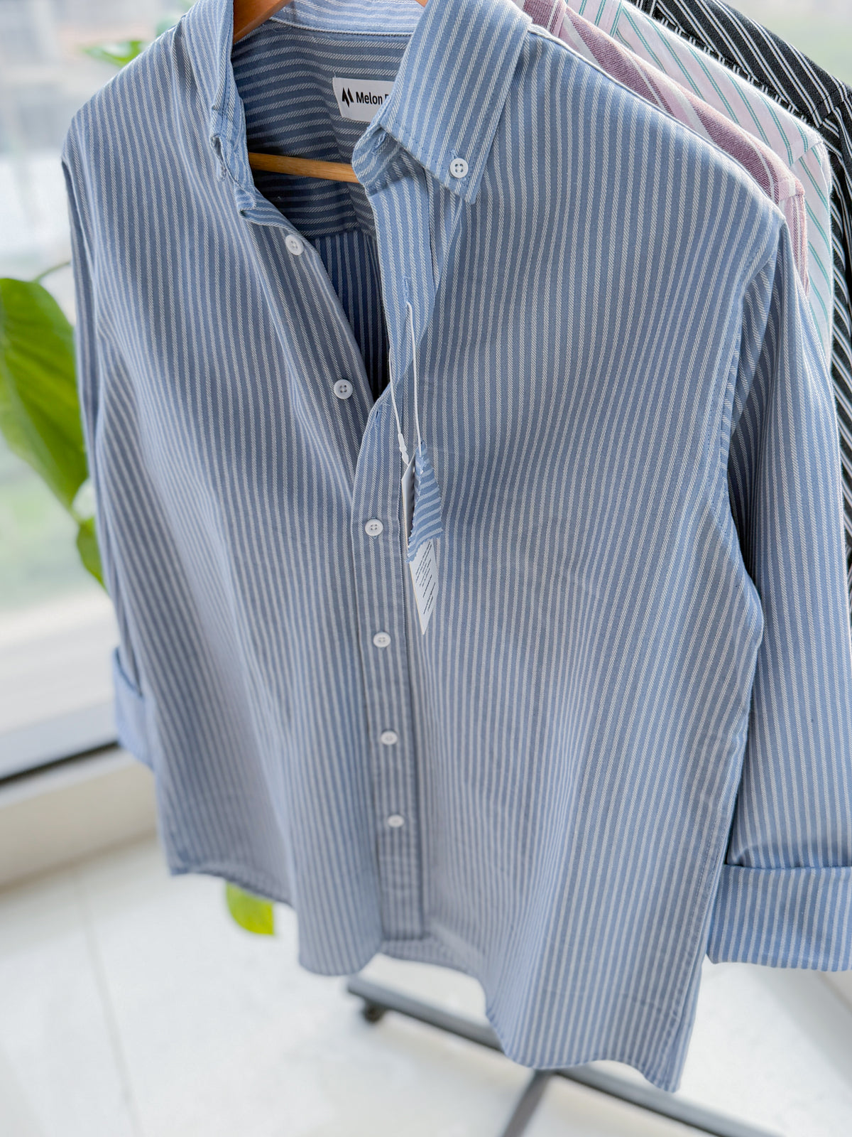 Gentle stripe shirt - Steel Azure
