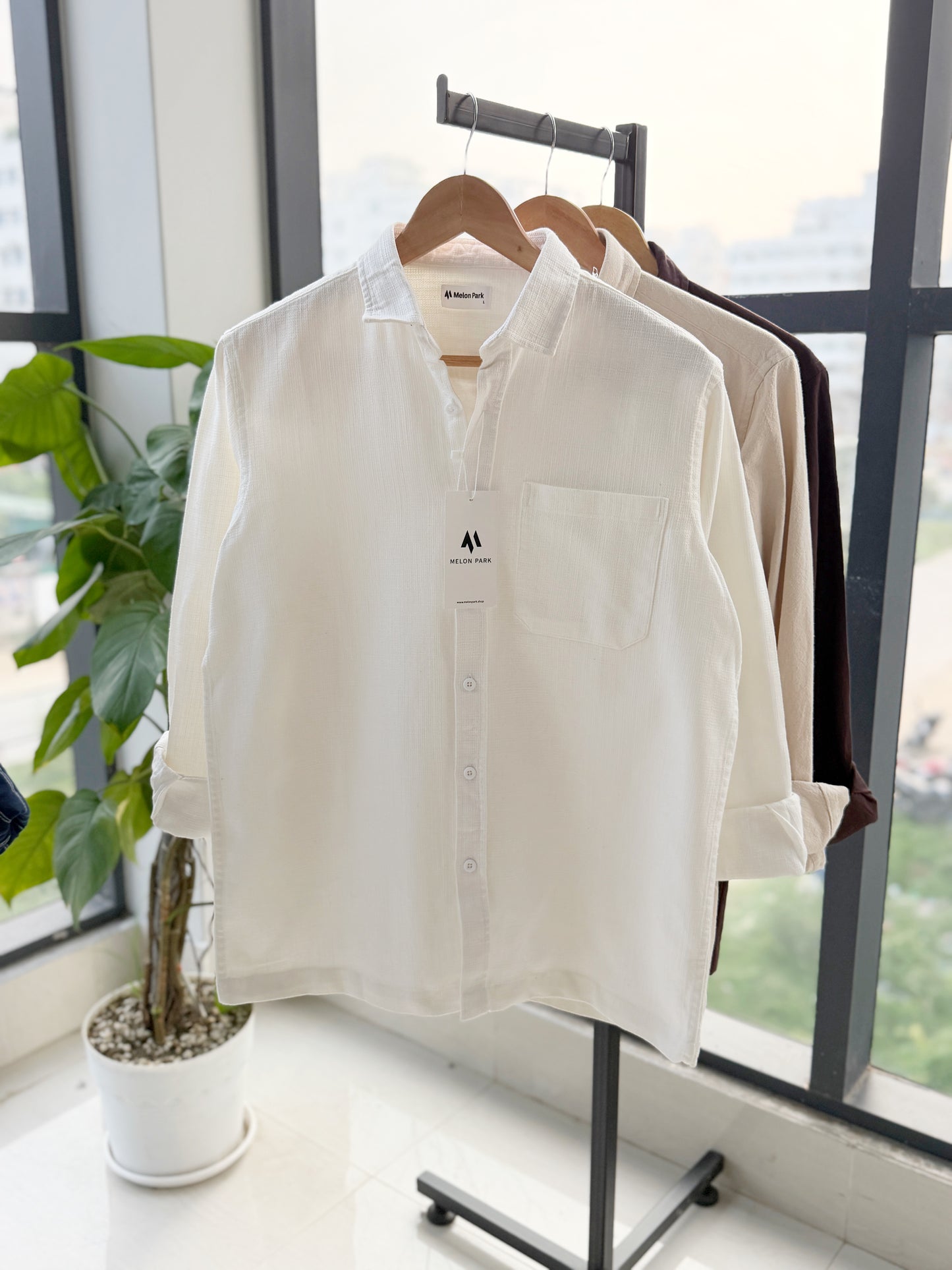 Drop-shoulder boxy shirt - White