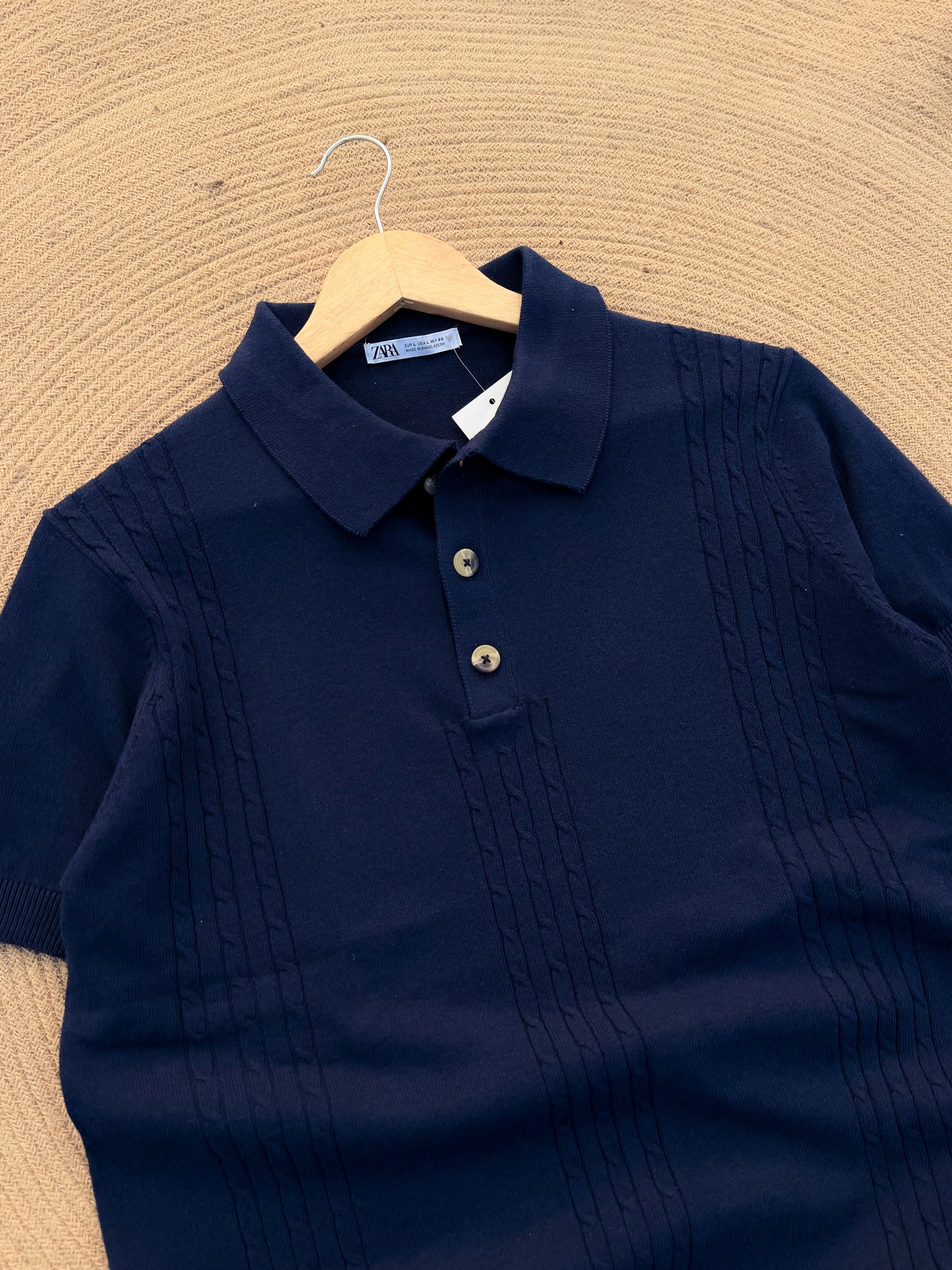 Velour Knit polo - Navy Blue