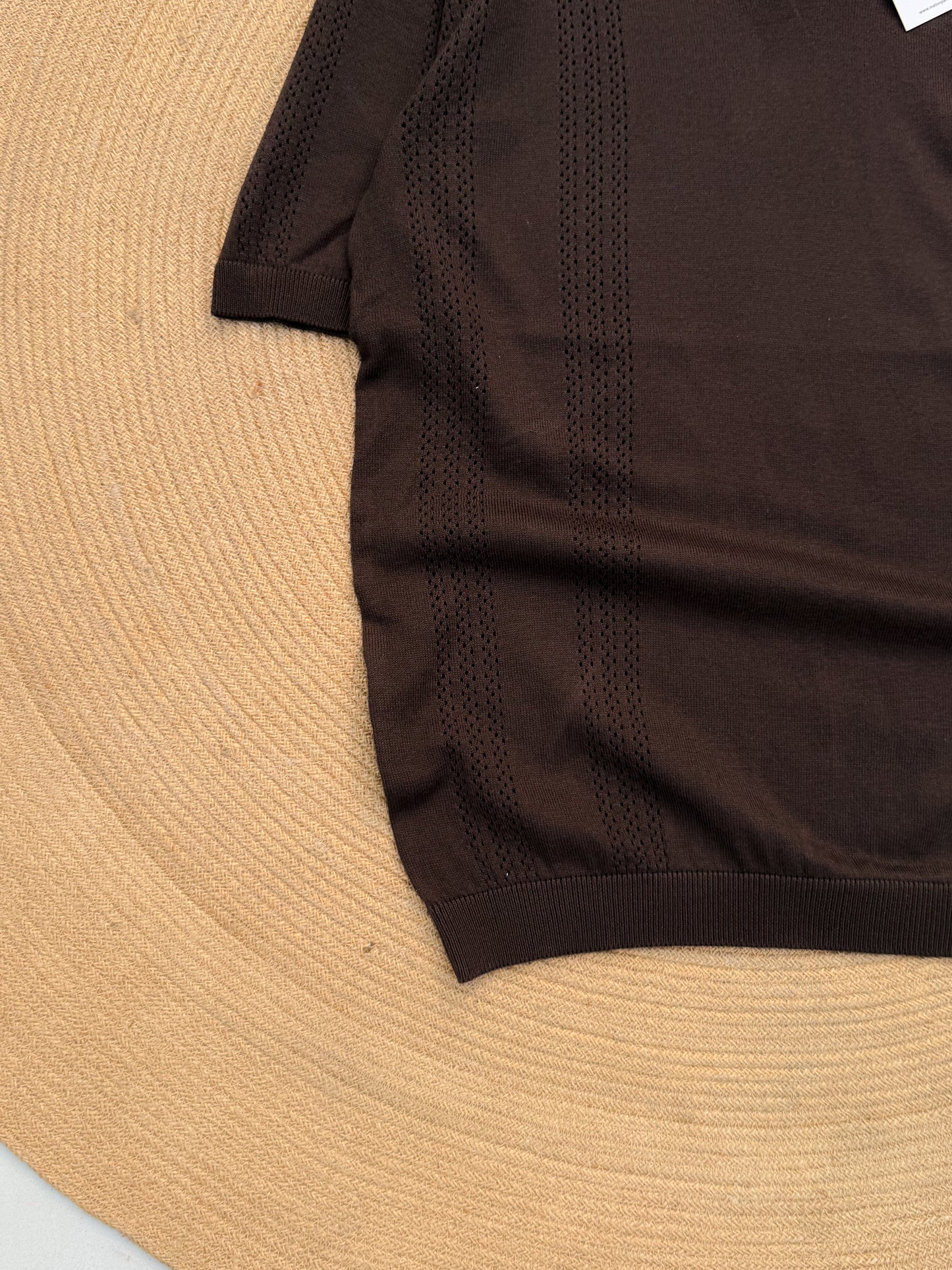 Gentle Breeze Knit Polo - Chocolate
