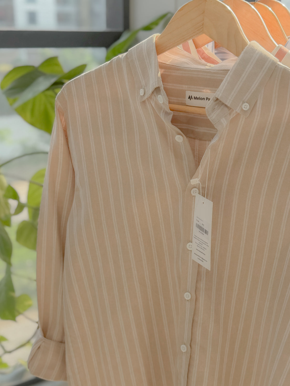 Gentle stripe shirt - Camel Horizon