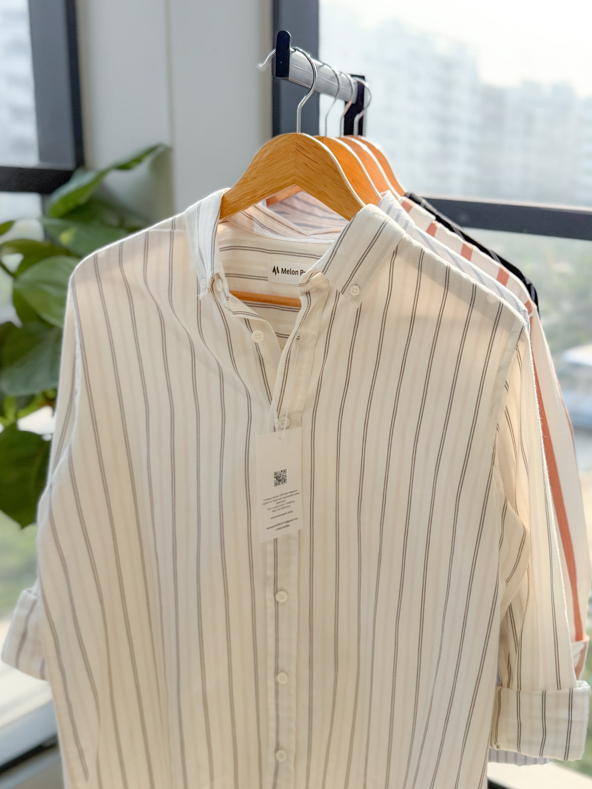 Gentle stripe shirt - Parchment Trace