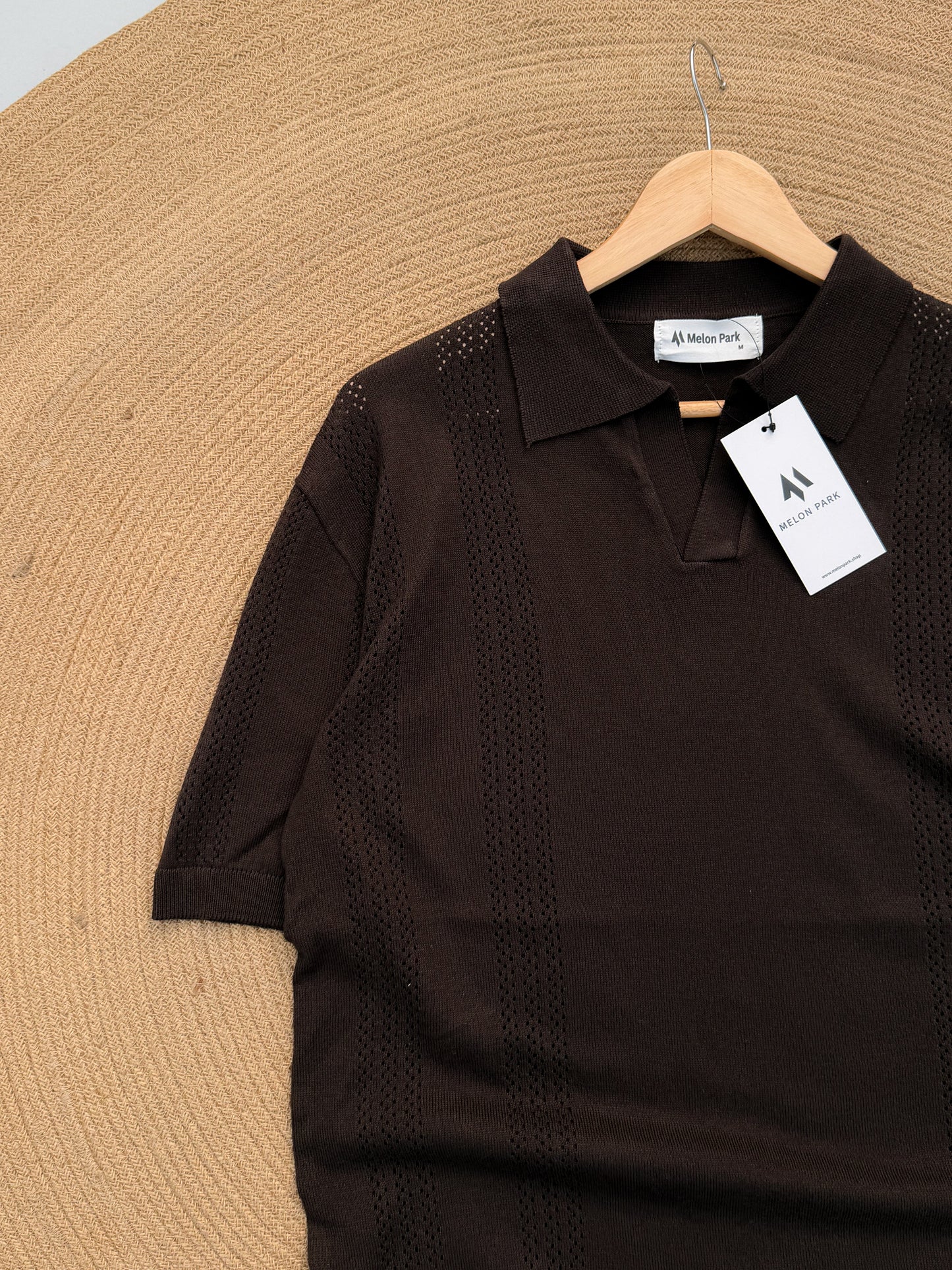 Gentle Breeze Knit Polo - Chocolate