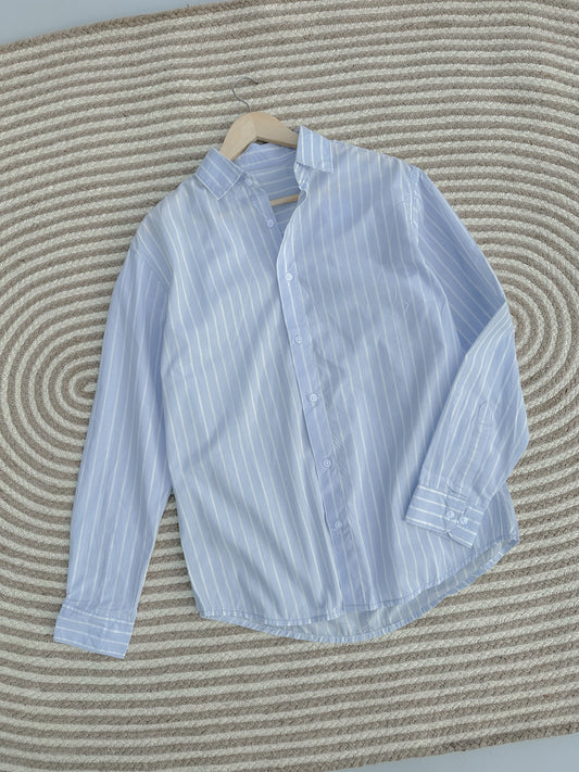 Gentle stripe shirt - Sky blue with White | FS106
