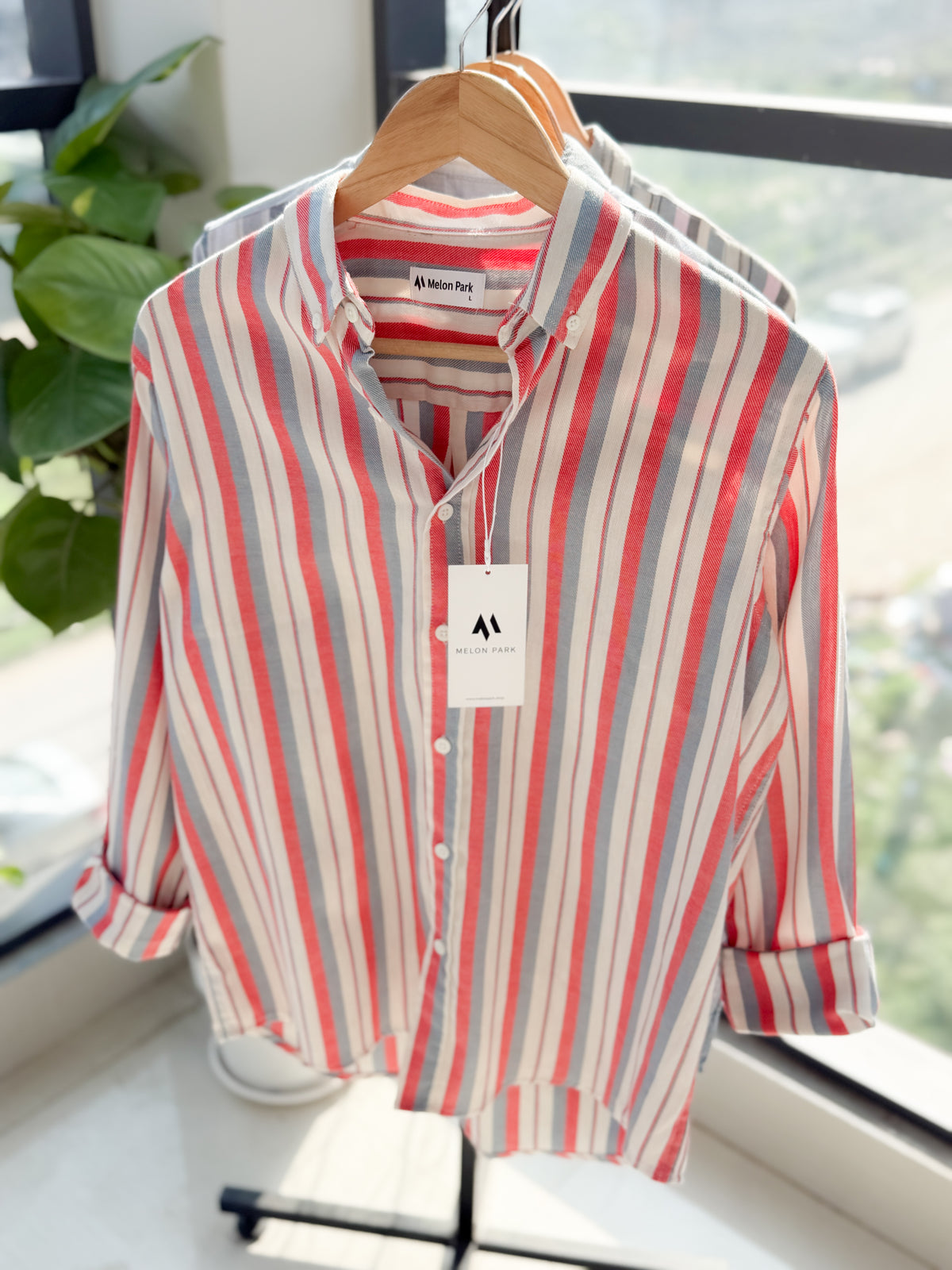 Gentle stripe shirt - Coral Slate