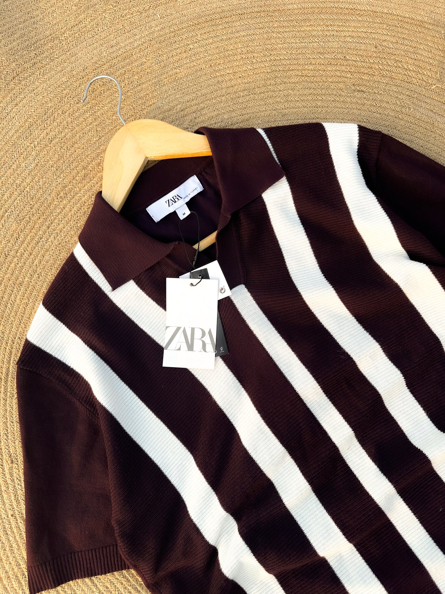 Executive Knitted Polo - Wine with White