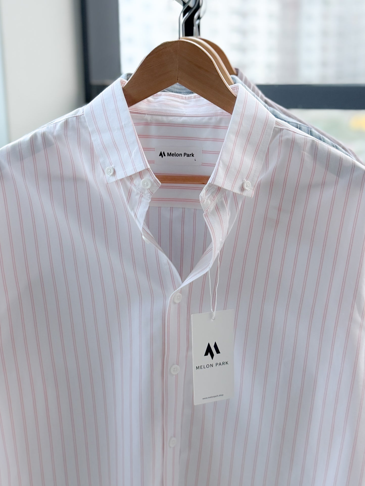 Gentle stripe shirt - Soft Pink Track stripe