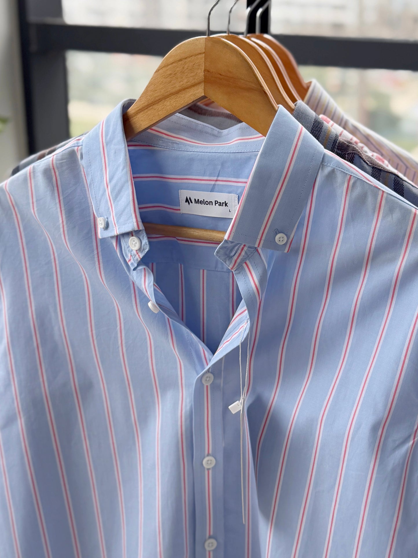Gentle stripe shirt -Sweet Sky