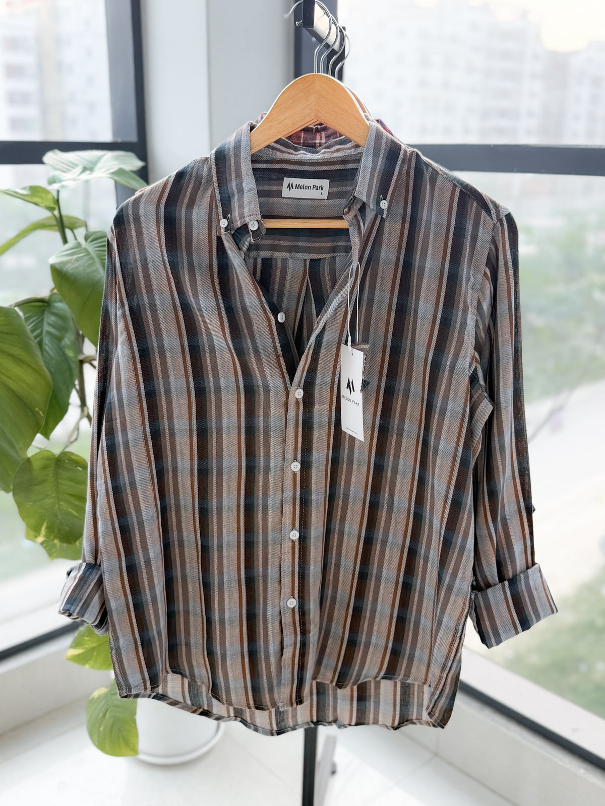Gentle stripe shirt - Highland Fog