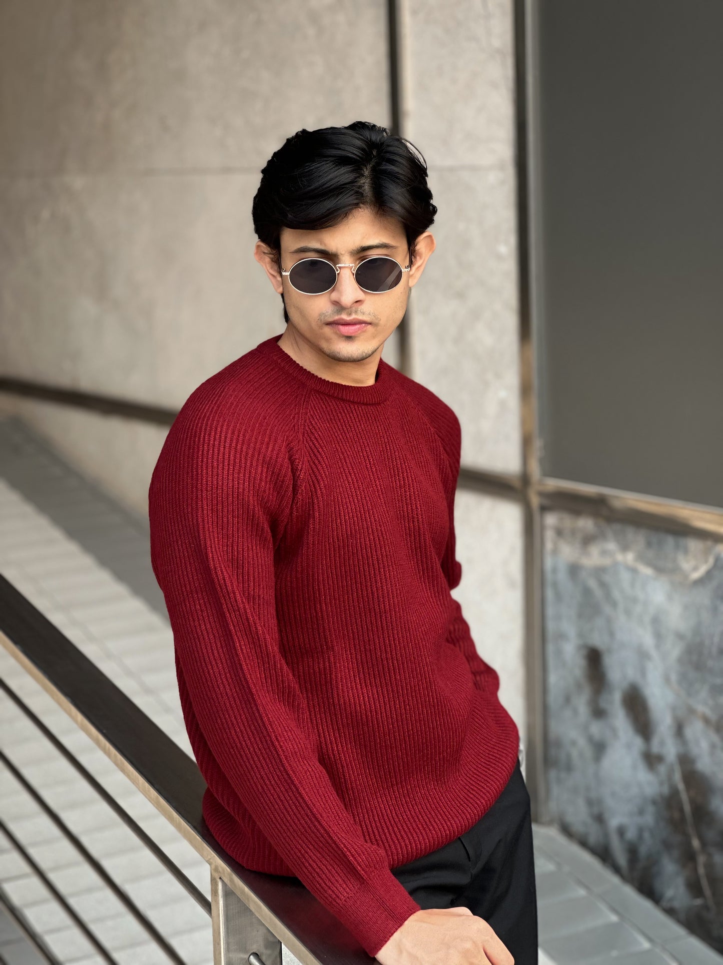 Knitted Signature Sweatshirt - Maroon