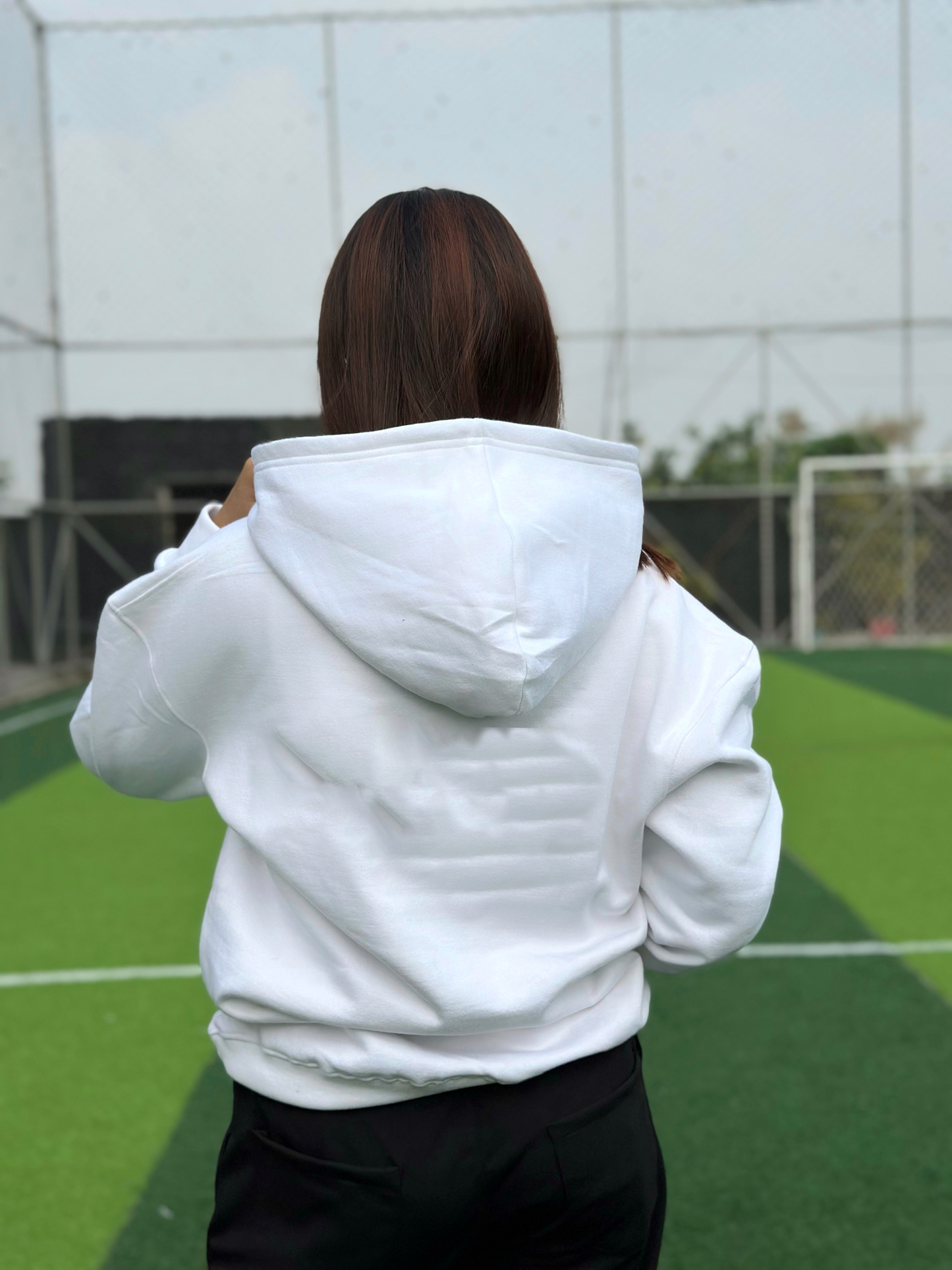 Women White Dropshoulder Hoodie