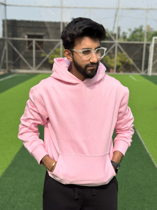 Men Pink Dropshoulder Hoodie