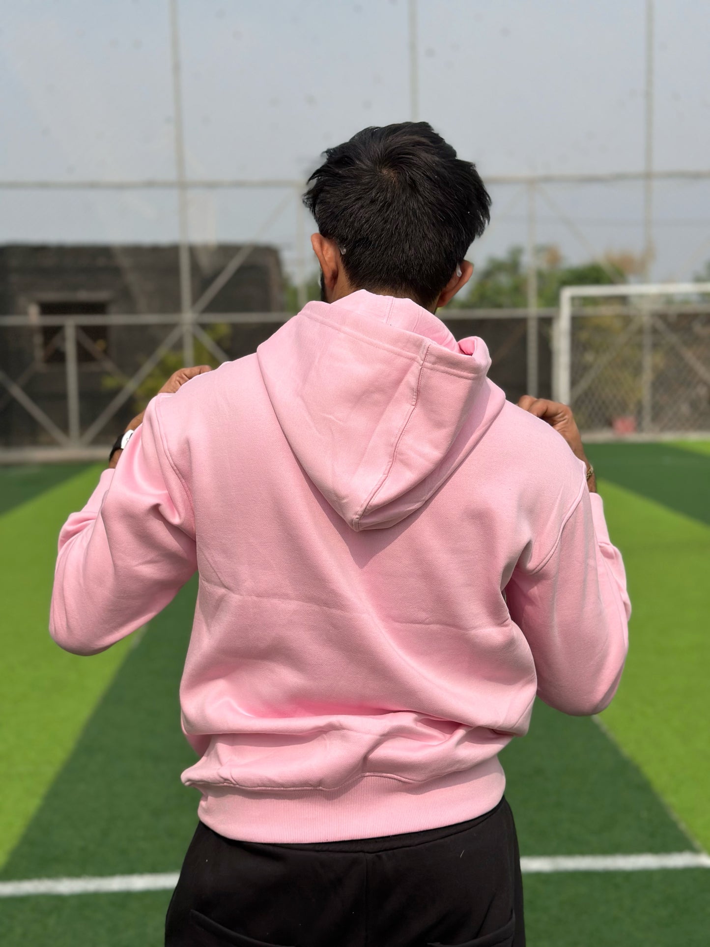 Men Pink Dropshoulder Hoodie