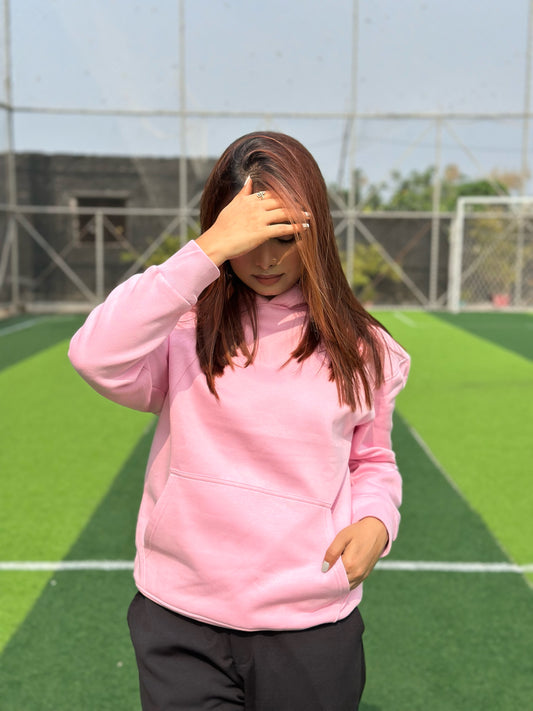 Women Pink Dropshoulder Hoodie