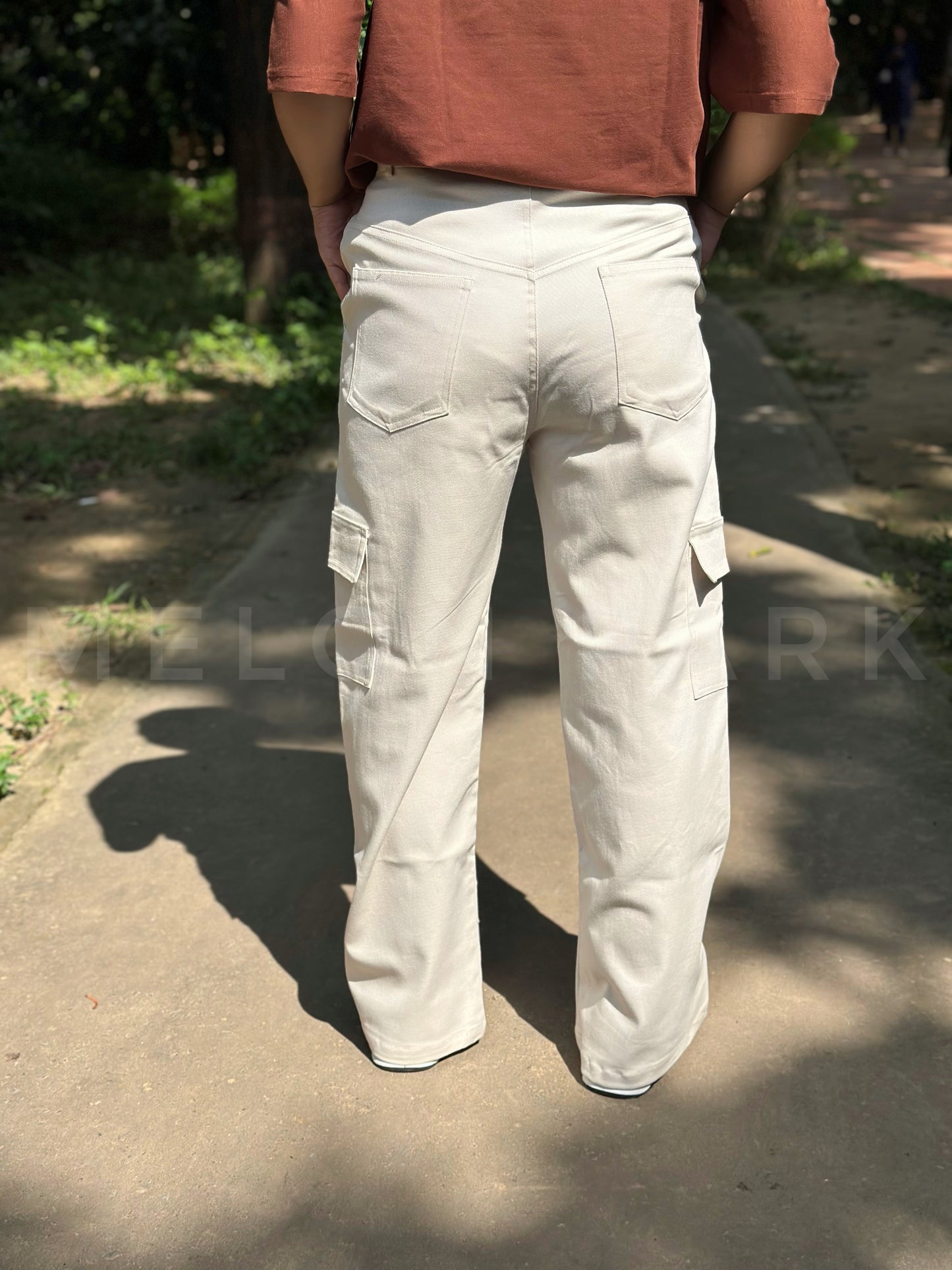 Women Off-White Gabardine 6 Pocket Cargo Pant