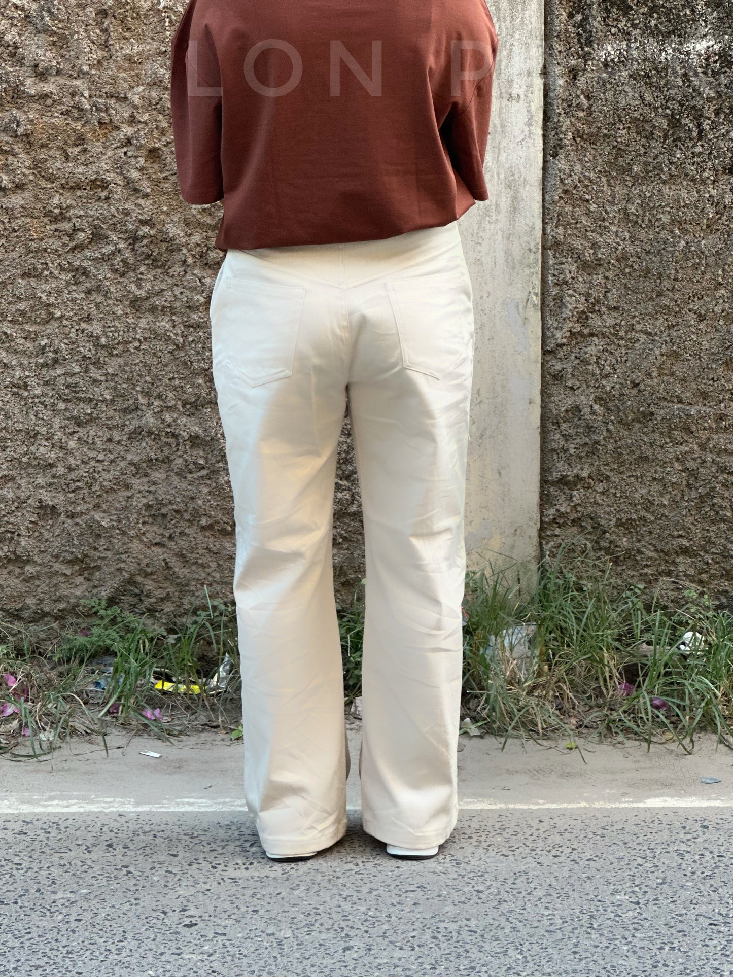 Women Off-White Wide Leg Pant