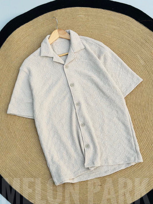 Off-white Cloudy Textured Dropshoulder Cuban