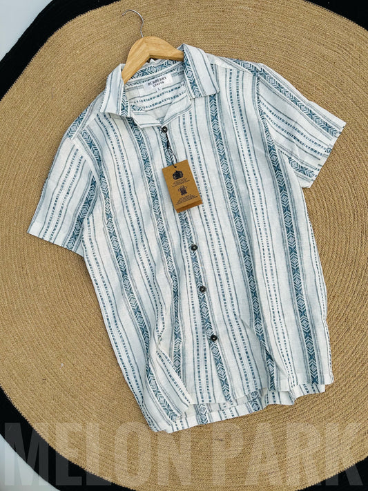Printed Blue Festive Cuban
