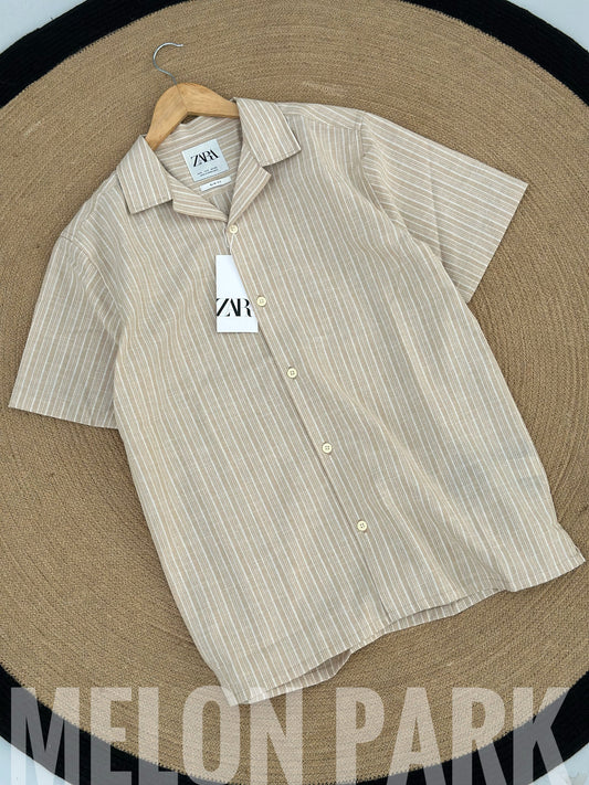 Light Beige Old Money Cuban Shirt